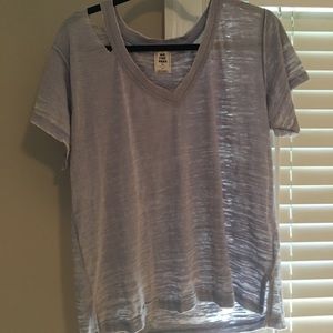 Purple short sleeve cut out shirt